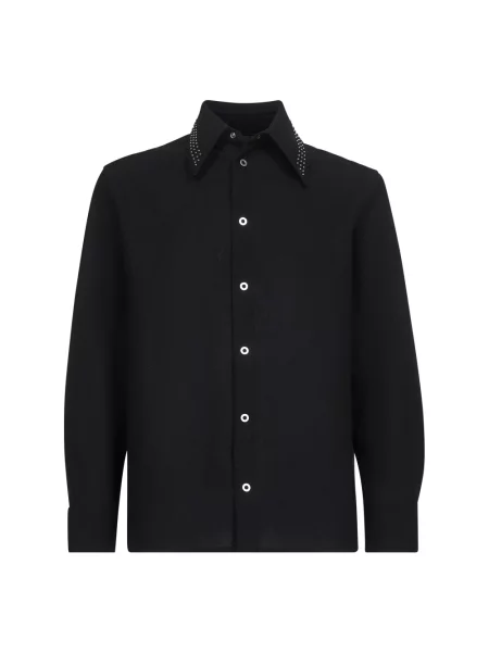 Koszula Jil Sander wełniana z ćwiekami czarna