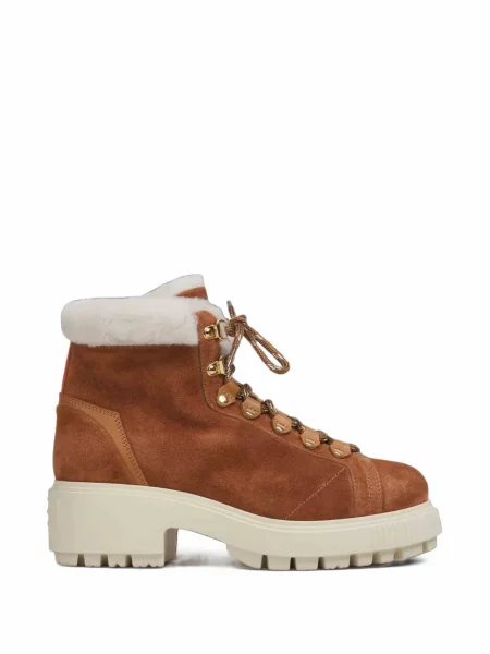 Боти Santoni с връзки с дантела кафяво