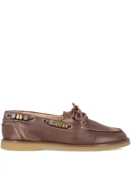 Pantofi loafer Pinko cu șireturi din dantelă maro