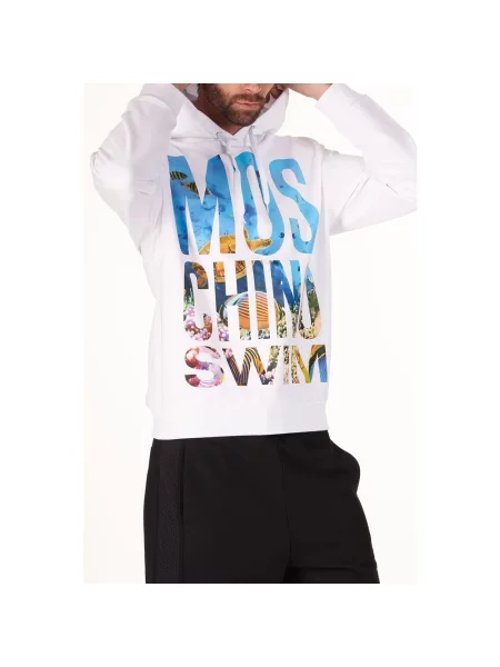 Bluza z kapturem Moschino z kapturem biała