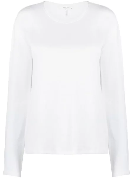Pulover Rag & Bone tricotate cu decolteu rotund alb
