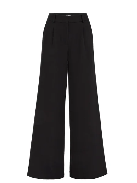 WE Fashion Hlače z naborki črna