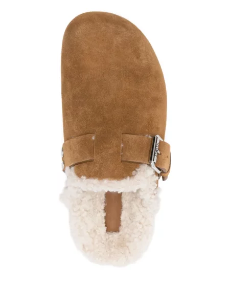 Papuci tip mules Isabel Marant cu cataramă maro