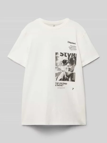 T-shirt o kroju regular fit z czystej bawełny model ‘PERNILLE’ Only biała