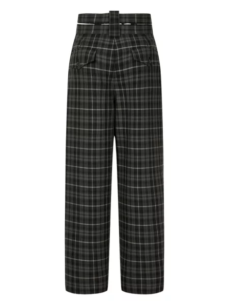 Cu centură pantaloni Studio Tomboy în carouri negru