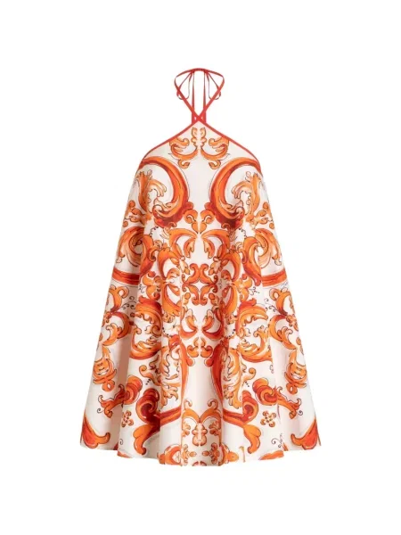 Rochie Dolce & Gabbana cu imagine din poplin evazată alb