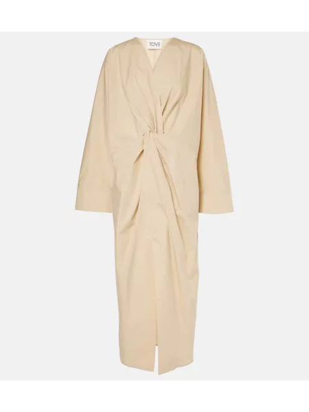 Rochie midi Tove drapată până la genunchi de costum bej