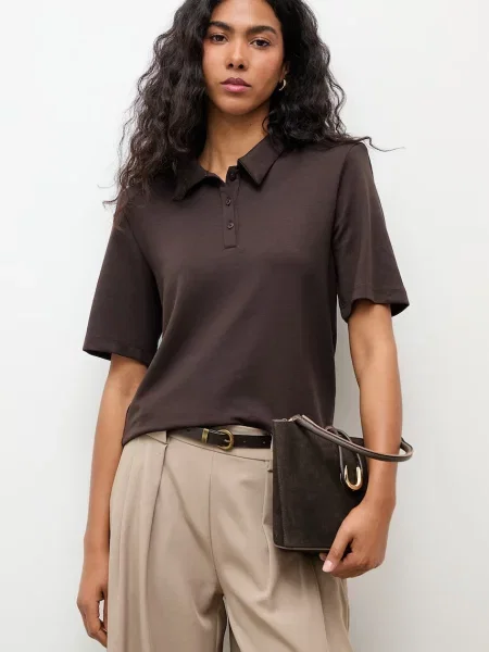 Answear.LAB polo z wiskozą brązowa