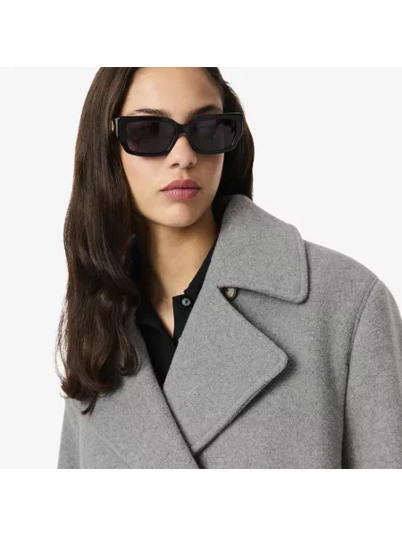 Lacoste Krótki Płaszcz W Grochy Z Mieszanki Wełny O Luźnym Kroju szary