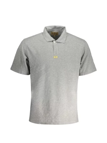 Tricou polo La Martina cu broderie gri