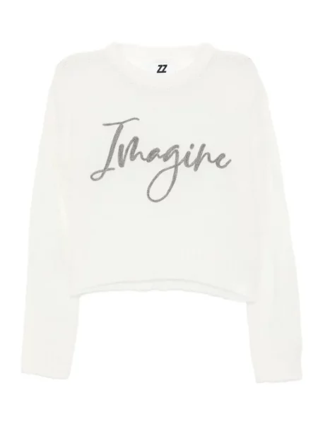 Pulover Izzue cu broderie transparente alb