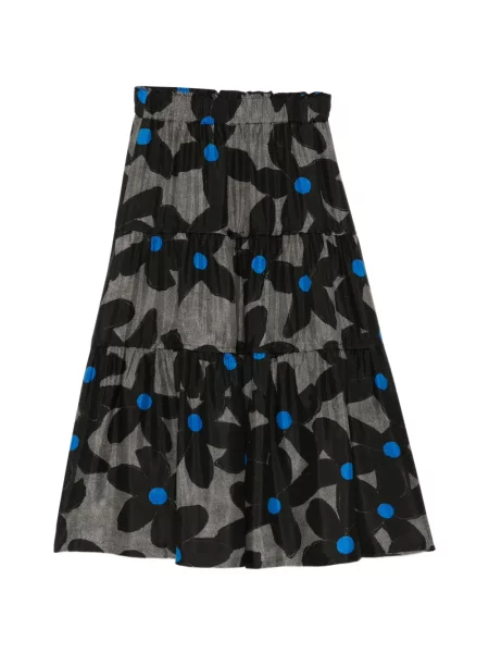 Fustă Less cu model floral cu imagine în linie A gri