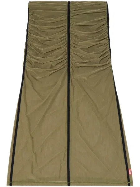 Fustă midi Diesel până la genunchi verde