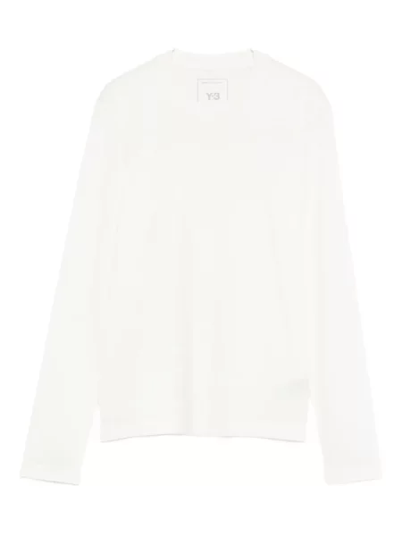 Top Y-3 cu decolteu rotund lung alb