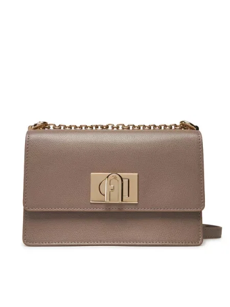 Kožna torba Furla siva