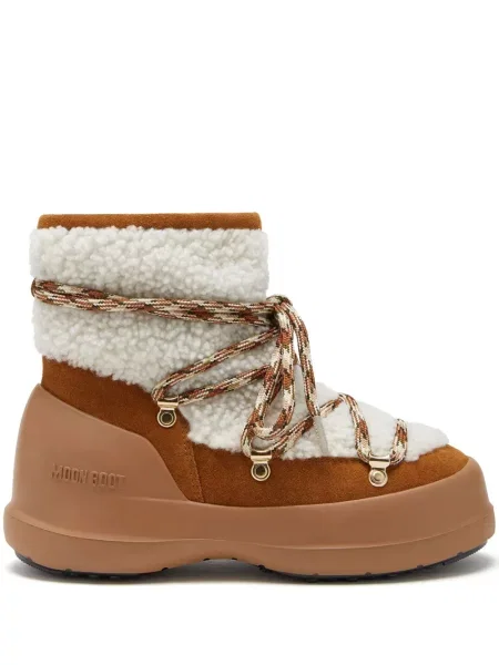 Botine Moon Boot cu șireturi din dantelă maro
