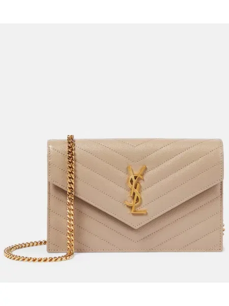 Usnjena ogrlica Saint Laurent bež