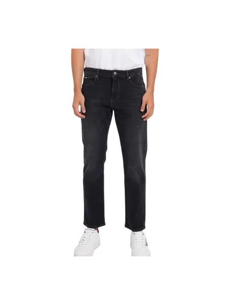 Jeansy straight leg Boss czarne
