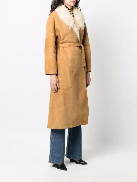 Kožený pás kabát Hermès Pre-owned hnědý