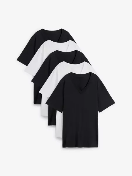 Długi T-shirt 5 szt. czarna
