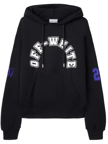 Hanorac cu glugă Off-white cu imagine alb