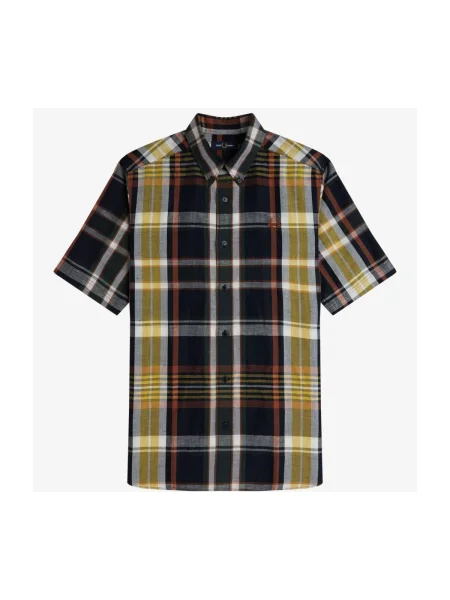 Kockovaná krátky košeľa s krátkym rukávom Fred Perry s krátkymi rukávmi modrá