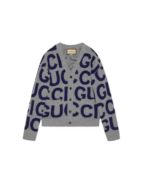 Kardigan Gucci wełniany szary