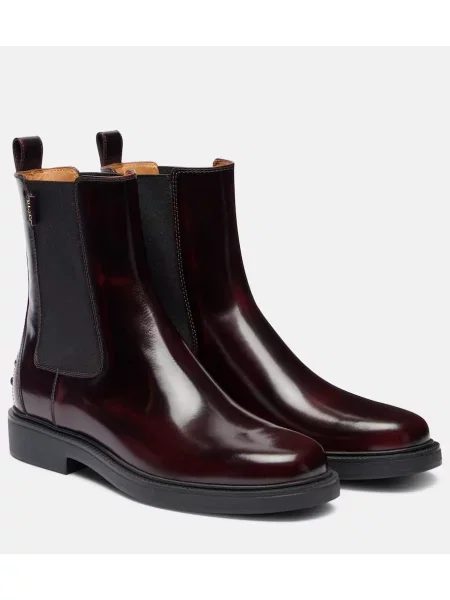 Cizme scurte Tod's din piele bordo
