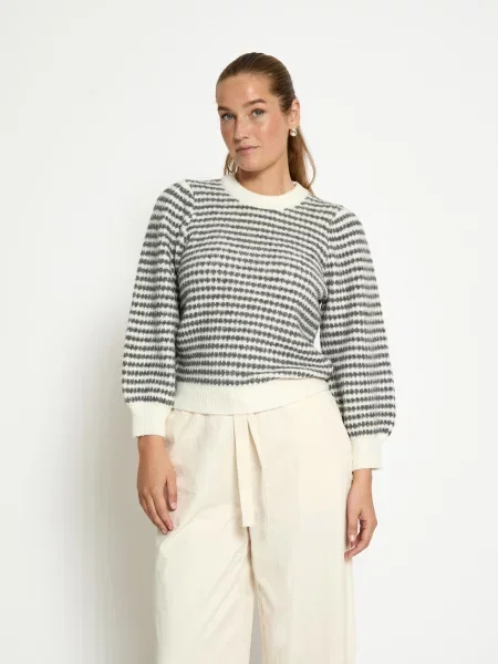 Peppercorn Pulover Camilla gri alb