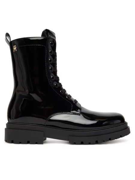 Škornji Tommy Hilfiger s čipko črna