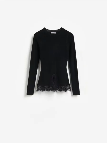 Reserved Sweter z lyocellem czarny