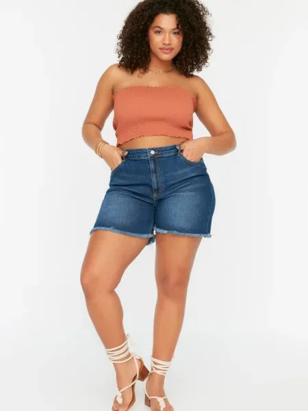 Szorty jeansowe Trendyol niebieskie