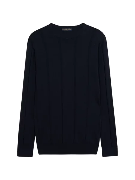 Pulover Brooks Brothers cu decolteu rotund cu nervuri albastru