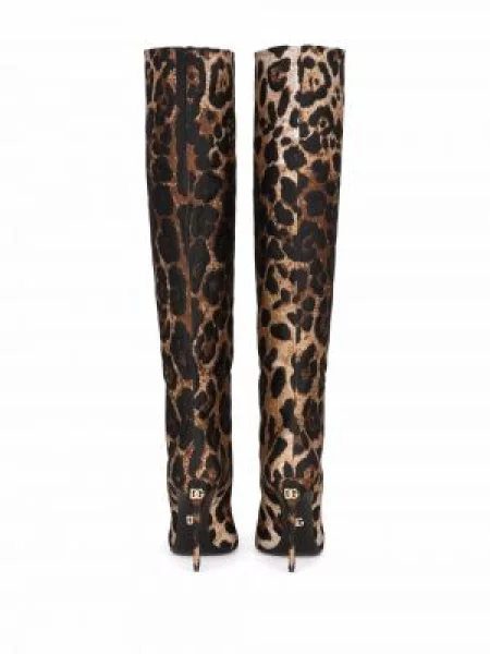 Leopardí kotníkové boty Dolce & Gabbana s potiskem hnědé
