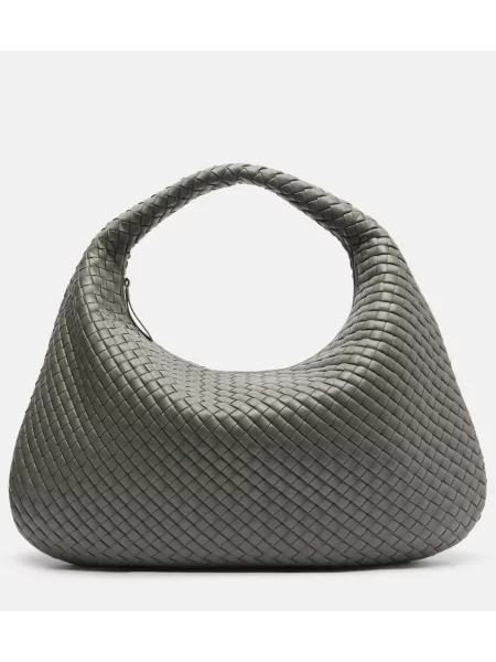 Usnjena torbica Bottega Veneta Handle siva