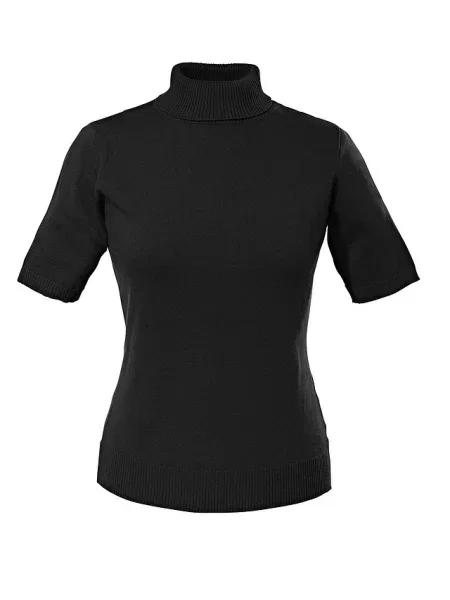 Sweter z golfem krótki rękaw czarny