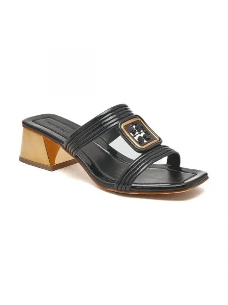 TORY BURCH Bőr papucs fekete