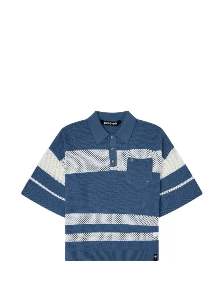 Tricou polo Palm Angels tricotate albastru