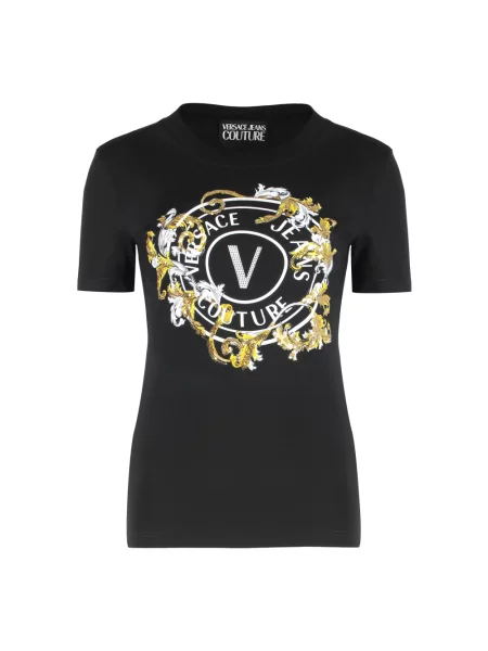 Koszulka Versace Jeans Couture z nadrukiem czarna
