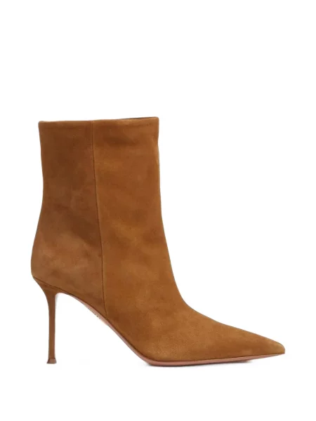 Cizme scurte Aquazzura din piele de căprioară maro