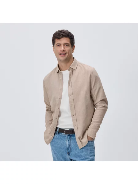 Reserved Košile slim fit z egyptské bavlny béžová