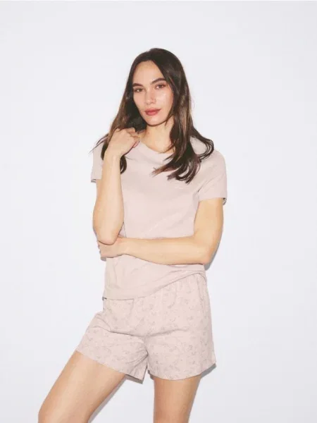 Reserved Set pijama din două piese cu imprimeu roz