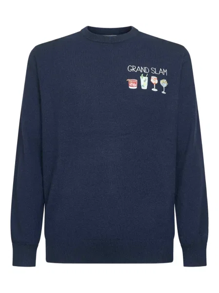 Pulover Mc2 Saint Barth cu broderie albastru