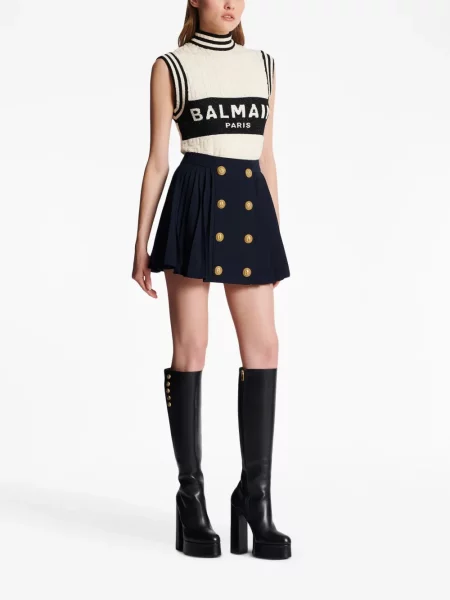 Плисирана плисирана пола Balmain черно