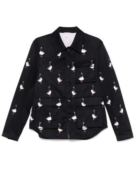 Geacă Thom Browne cu broderie albastru