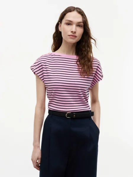 Tommy Hilfiger majica ženska od pamuka ljubičasta