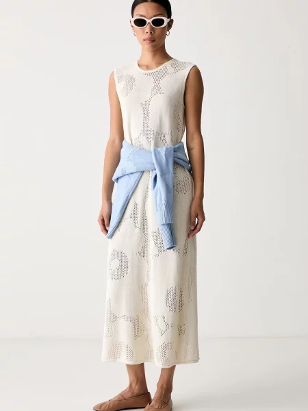 Marimekko rochie tricotată din in bej