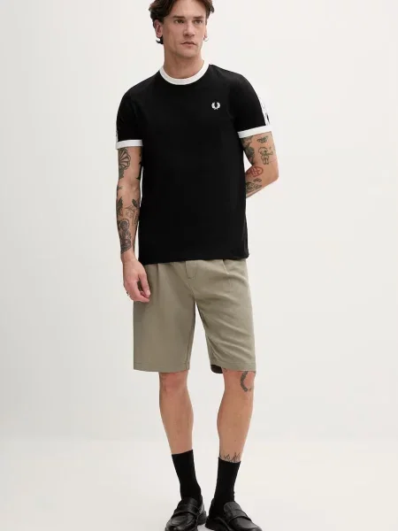 Majica Fred Perry Taped Ringer crna