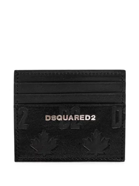 Portofel Dsquared2 din piele cu autograf negru
