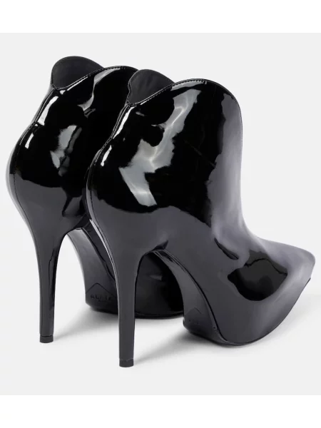 Cizme scurte Alaïa din piele de lac negru